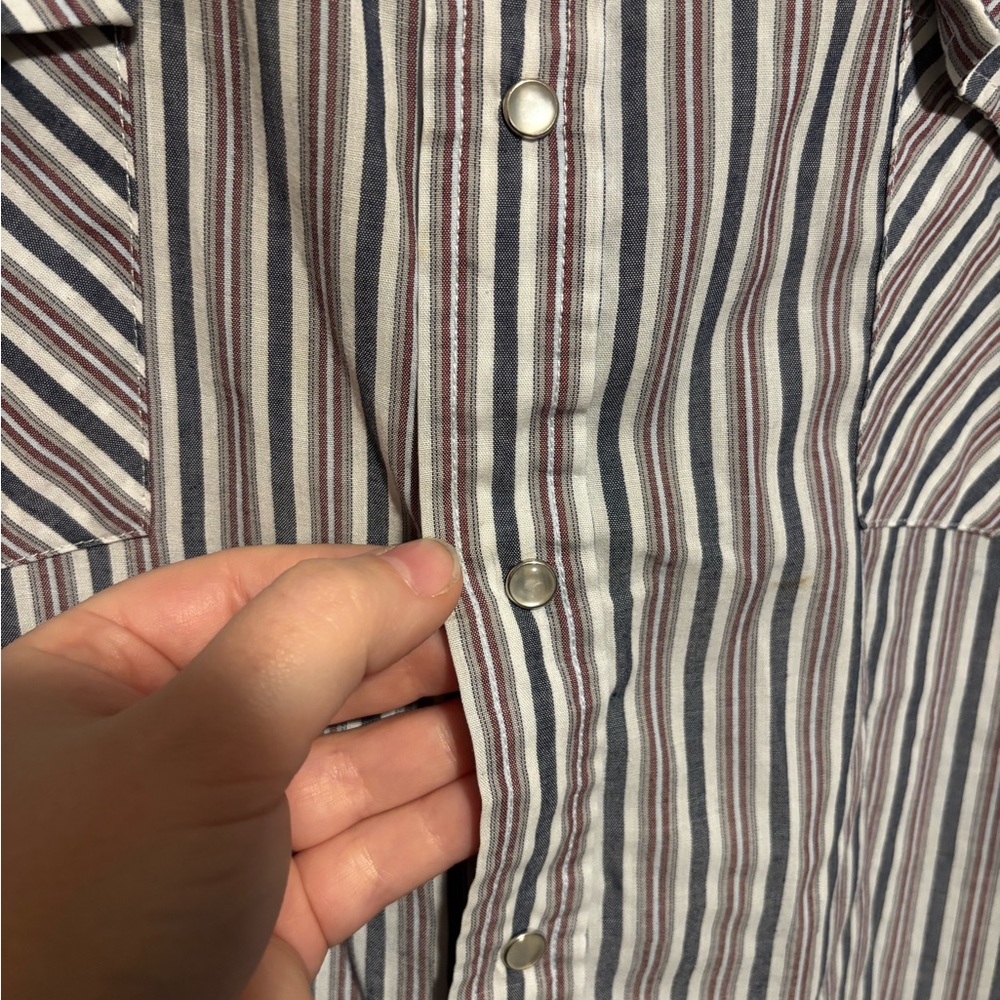 ELY CATTLEMAN Blue and Maroon Men’s Striped Button Down Shirt Tall Man Size XXLT - Picture 4 of 5